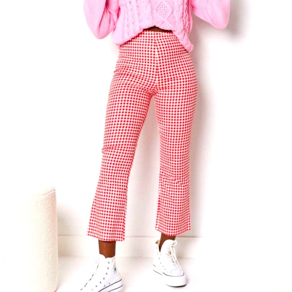 8 Birdies Red and White Gingham pants in size small.